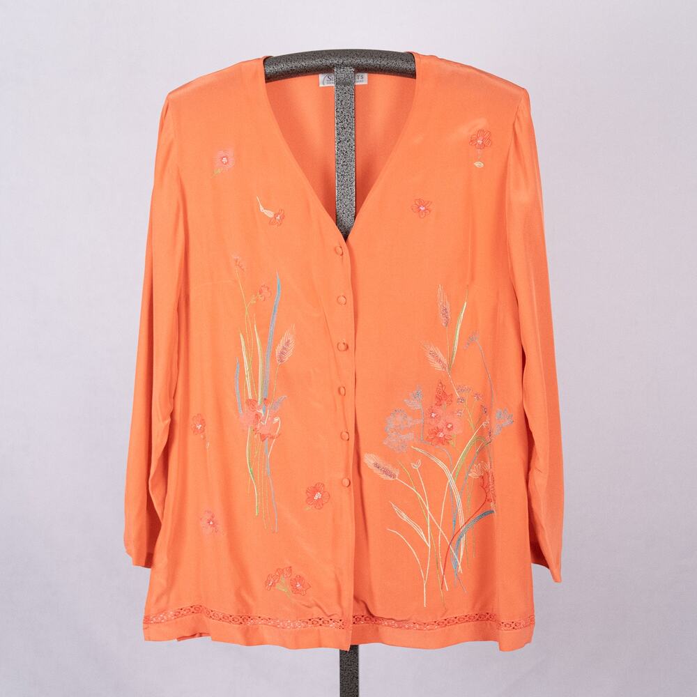 Diane Von Furstenberg Women's Size MEDIUM 100% Silk Beaded Embroidered Blouse